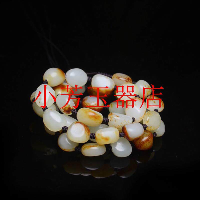 精品新疆和田玉籽料项链枣红皮玉石挂绳黄沁皮原石绳子高端男女款