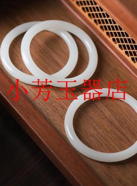 新疆和田玉手镯少女款羊脂白玉美人镯圆条古典玉镯子玉石饰品送礼