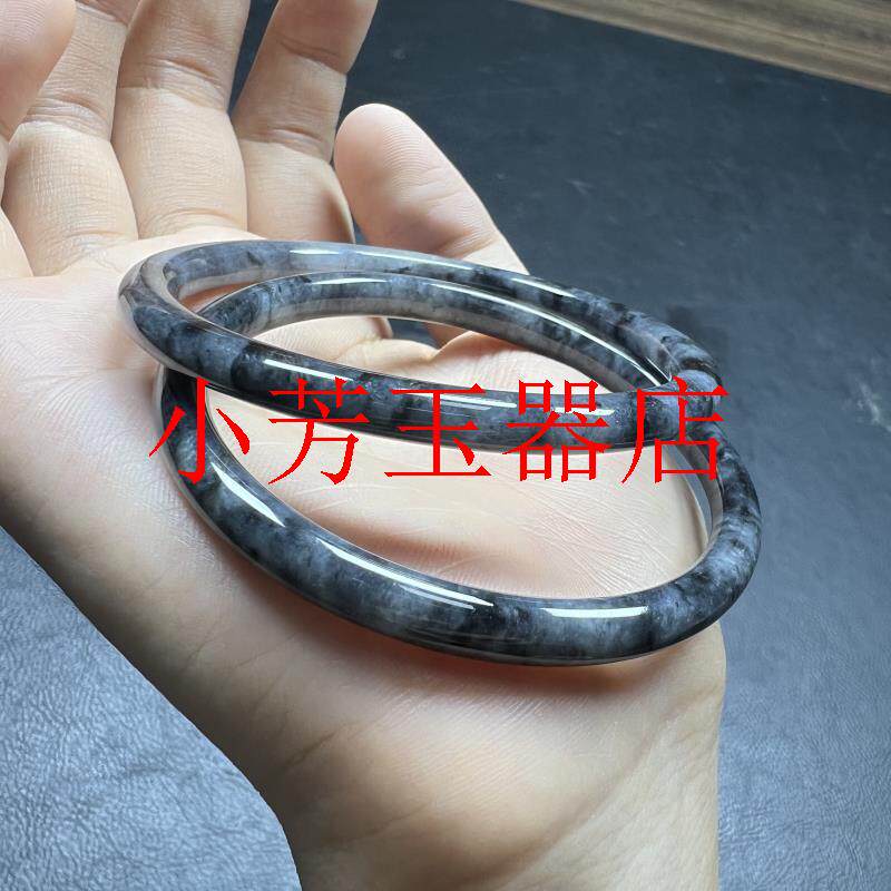 精品翡翠色手镯冰糯种细圆条黑乌鸡玉镯子一对好运叮当镯女款送礼