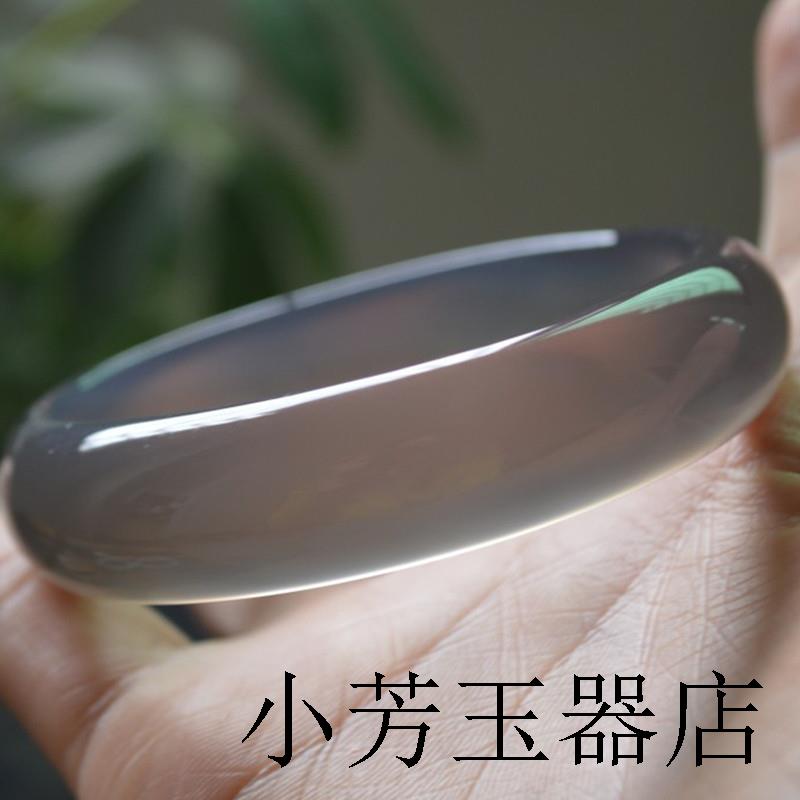 高端精选玉手镯冰种巴西烟灰玉髓玉镯子女少女玛瑙旺夫年轻圆条款