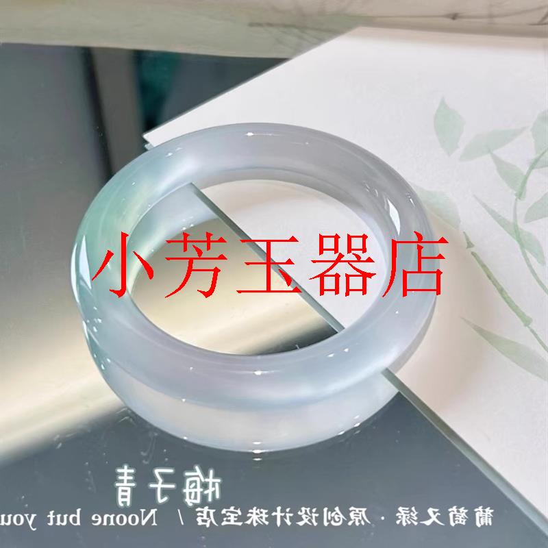 高冰透紫罗兰玛瑙手镯油青女款宽国风蓝色渐变玉髓新中式玉石镯子