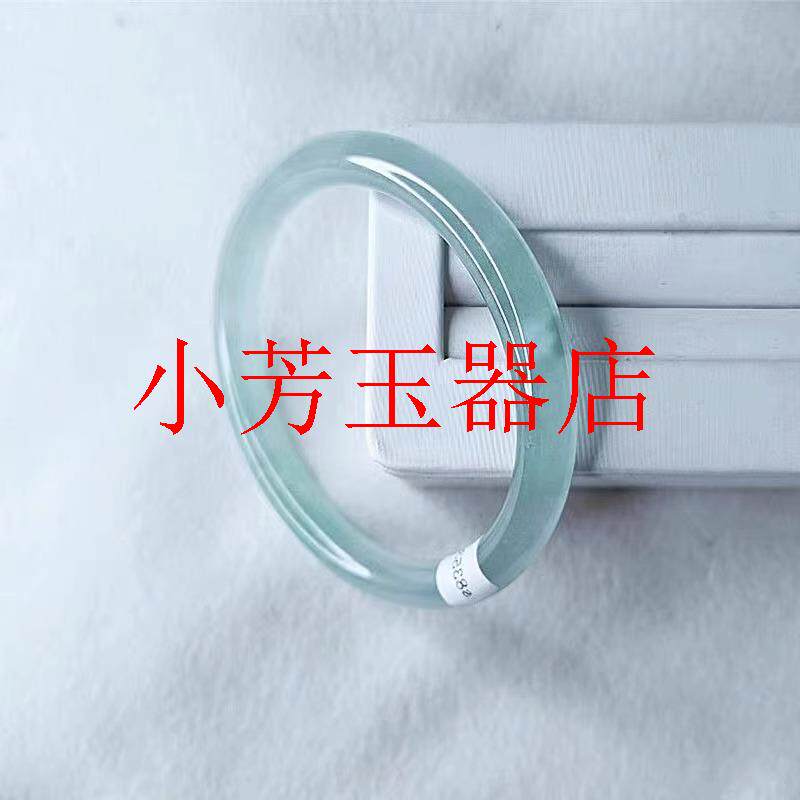 缅甸老坑翡翠色手镯晴底高冰飘花玉镯子冰种飘花细圆条叮当镯女款