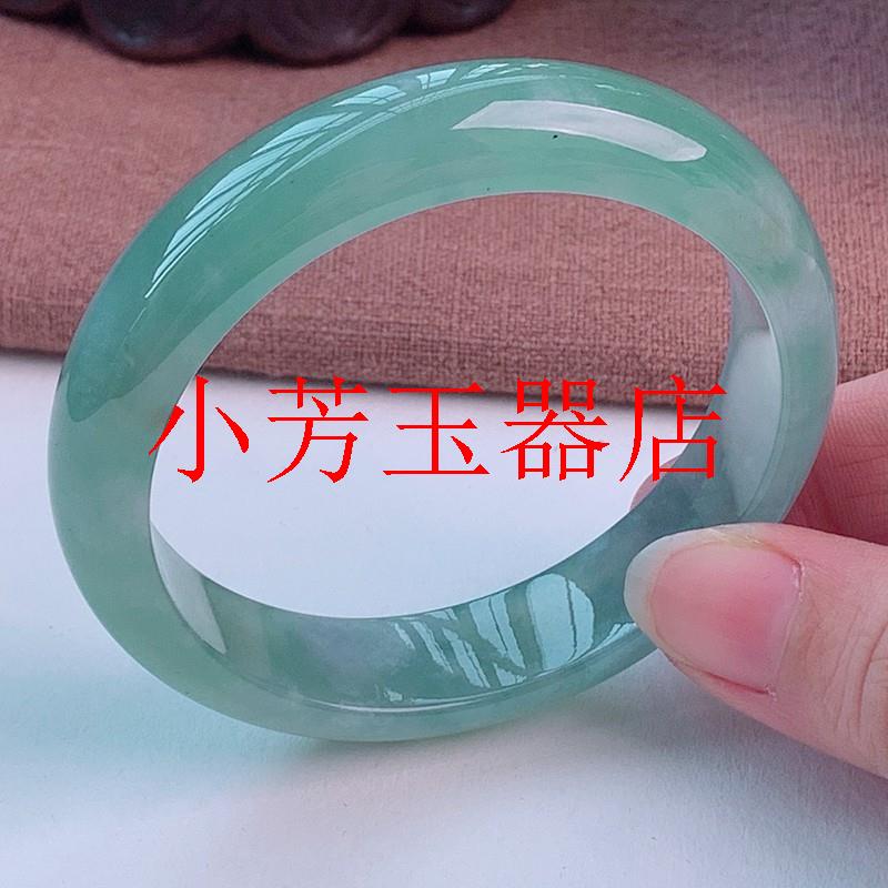 冰糯种蓝水飘花油青浅绿贵妃玉镯
