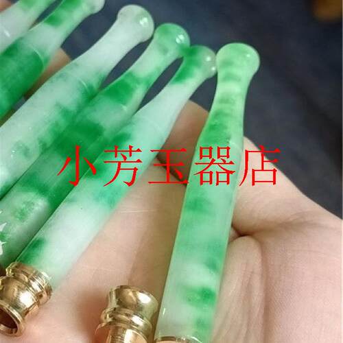 新品翡翠色纯铜镶嵌滤芯型可拆卸烟嘴烟杆香烟过滤嘴粗烟管男士款