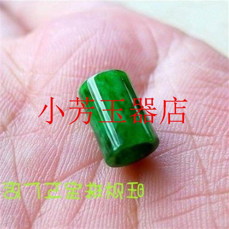 缅甸镶嵌冰糯种干青满绿辣绿色精美路路通翡翠色单颗铁龙生小桶珠