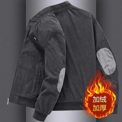 外套男灯芯绒春秋季新款工装宽松上衣服男棒球领复古加绒夹克男士