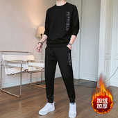 休闲加绒加厚大码 两件套秋冬季 新款 卫衣一套青年运动潮流帅气高档
