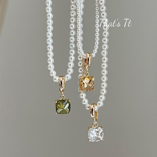 方形锆石可拆卸万能扣吊坠