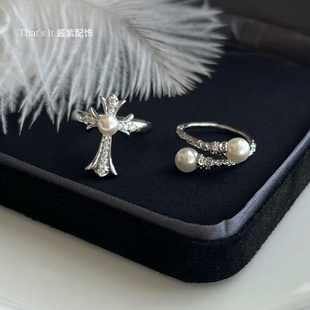 设计款 个性 百搭轻奢碎钻戒指可调节开口戒指 时尚 That