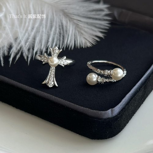 碎钻戒指可调节开口戒指