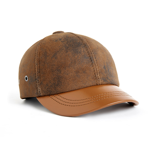 羊皮帽子女士2025新款春秋冬款时尚百搭显脸小棒球帽男款鸭舌帽