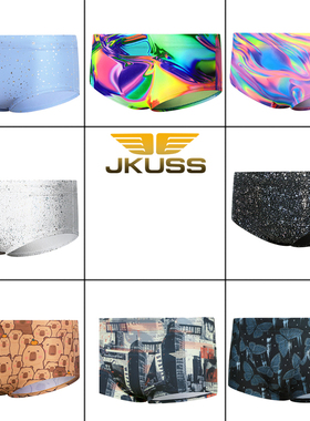 JKUSS韩国进口 男士泳裤 专业训练速干中腰平角裤 时尚男款游泳裤