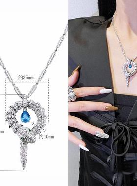 18K金水滴盘蛇项链复古吊坠