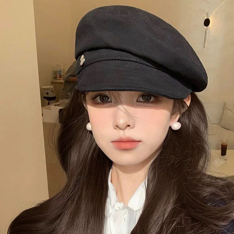 冬天帽子女款2023新秋洋气云朵式戴的适合海边拍照小脸贝雷有帽檐