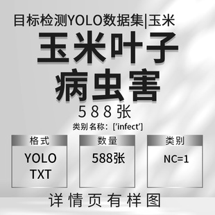 目标检测数据集 玉米叶子病虫害 数据集 588张 yolo txt 格式nc=1