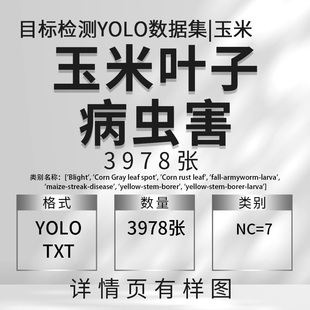 目标检测数据集玉米叶子病虫害数据集3978张 yolo txt 格式nc=7