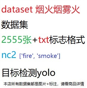 目标检测数据集YOLO烟火烟雾火数据集2555张yolo nc2 txt格式
