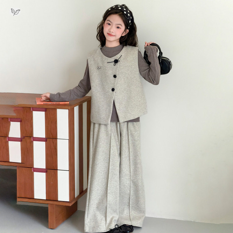 女童套装韩范2026春季新款中大童马甲阔腿裤三件套小女孩春装时髦,童装/婴儿装/亲子装,儿童运动套装,淘宝优惠券,粉丝福利购,淘宝优惠卷