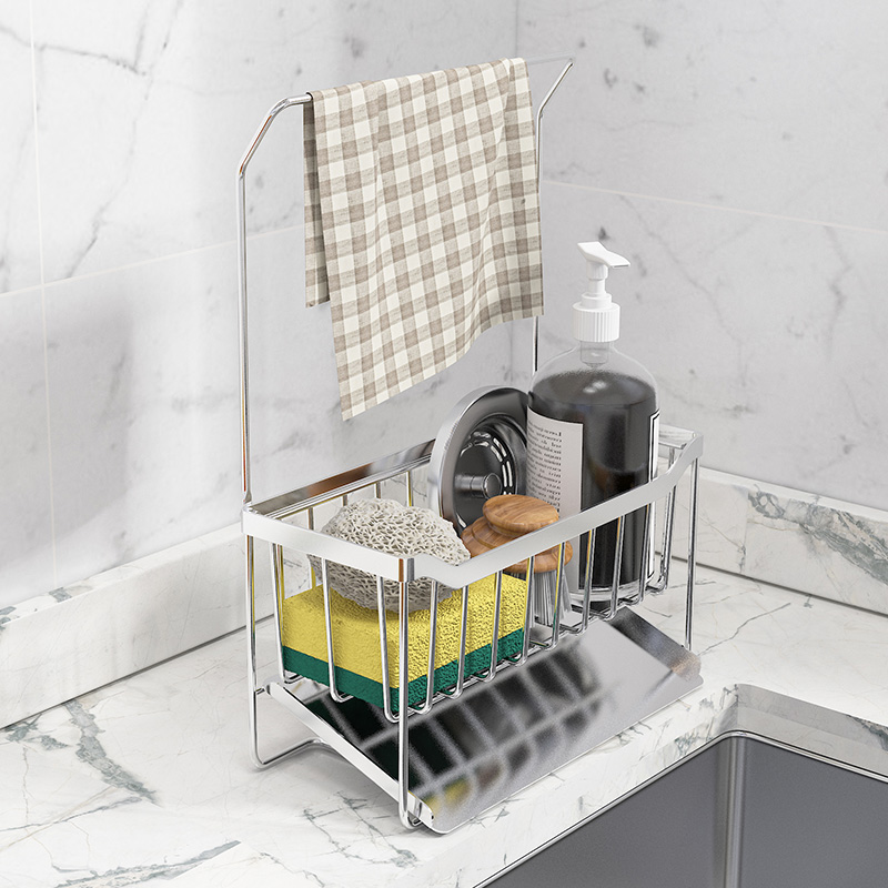 304不锈钢抹布架厨房海绵沥水篮