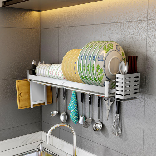 厨伴304不锈钢碗碟收纳架壁挂式