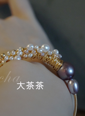 珠光温柔..而你太美。巴洛克海水珍珠弹力手镯。
