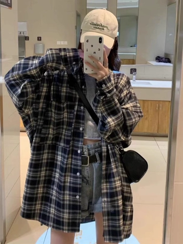 Тонкая осенняя куртка, ретро рубашка, кардиган, большой размер, в американском стиле, оверсайз