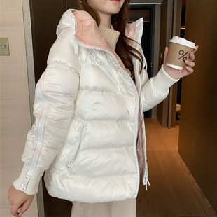 本保暖外套 A高版 M蒙家斜拉链羽绒服女短款 宽松白鹅绒加厚明星同款
