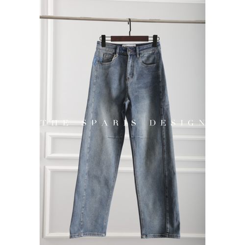 刺绣牛仔裤秋冬新款焱姜保暖磨毛弯刀裤王炸神裤中高腰牛仔镰刀裤