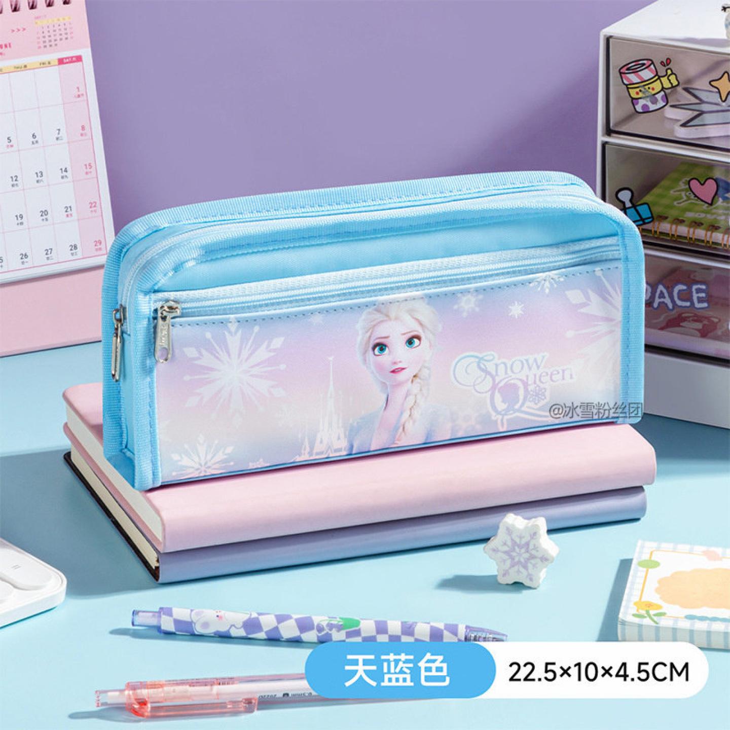 迪士尼爱莎公主儿童笔袋小学生冰雪奇缘文具袋大容量女可爱铅笔袋