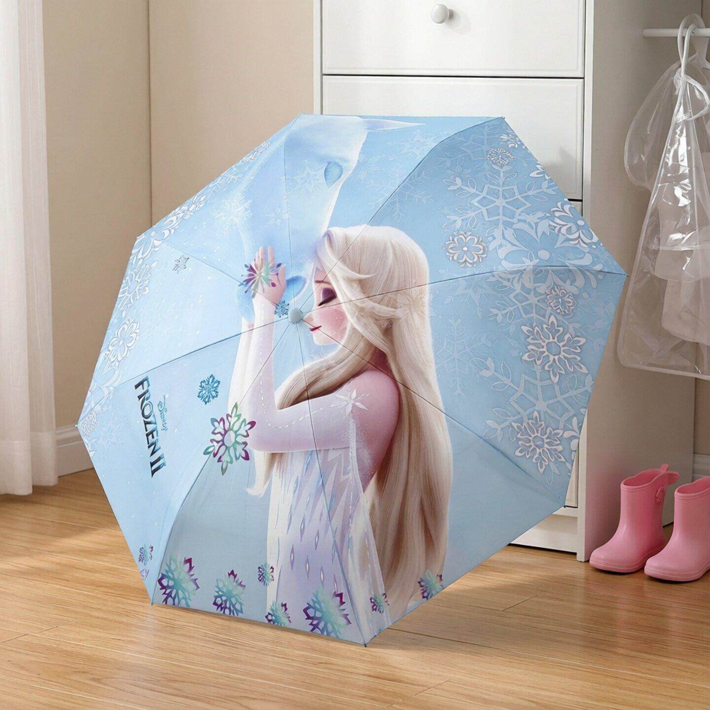 迪士尼冰雪奇缘儿童黑胶晴雨伞