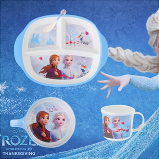 爱莎公主女孩儿童餐具套装分格盘吃饭碗勺子3到6岁艾莎elsa碗防烫