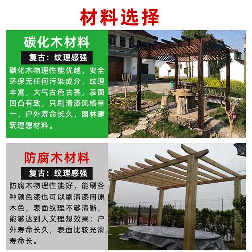 葡防腐木萄架583户化外庭院爬藤架室外花架碳长木花园廊走廊实木