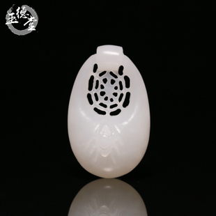 玉德堂新疆和田玉白玉苏工一往情深喜从天降知足常乐挂件吊坠玉佩