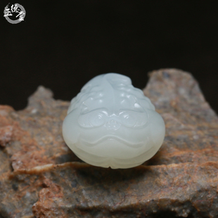 玉德堂新疆和田玉白玉籽料苏工三足金蟾戒面玉蟾吊坠配饰镶嵌DIY