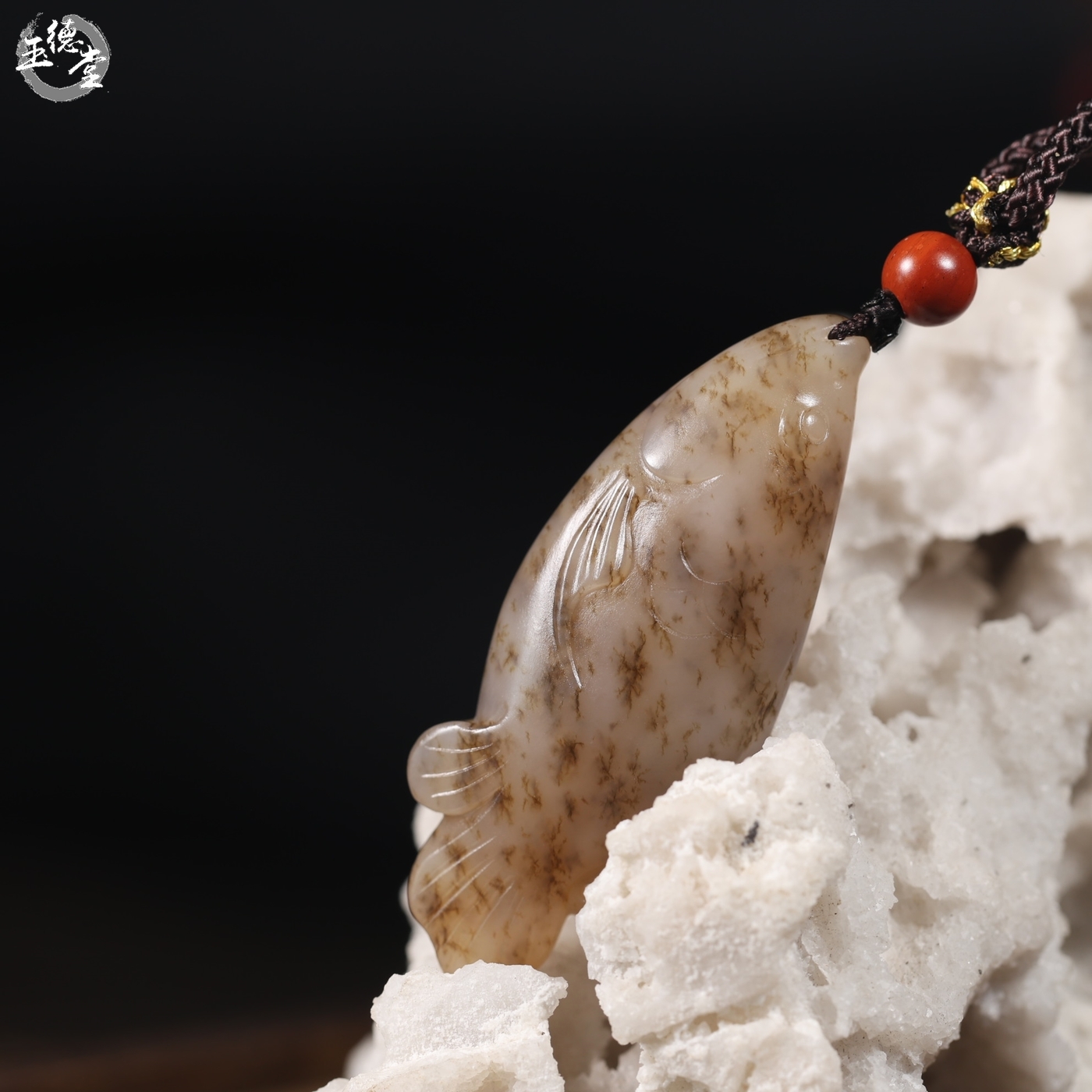 玉德堂新疆和田玉带沁苏工玉鱼挂件苏州工年年有余玉石吊坠DIY