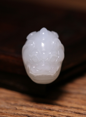 玉德堂新疆和田玉白玉苏工貔貅兽面戒面戒指镶嵌料DIY