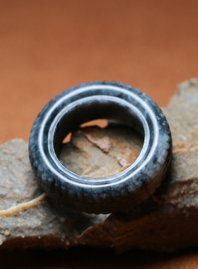 玉德堂新疆和田玉青花籽料苏工名家轮胎款扳指车轮手玩件指环DIY