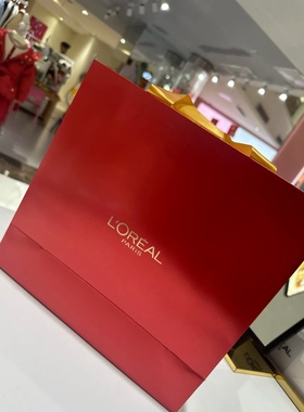 包邮 欧莱雅礼品袋 手提袋子纸袋礼盒袋化妆品袋大号专柜正品红色
