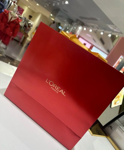 包邮 欧莱雅礼品袋 手提袋子纸袋礼盒袋化妆品袋大号专柜正品红色