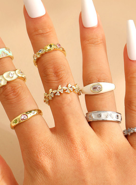 Niche cool wind light luxury drop oil zircon ring female