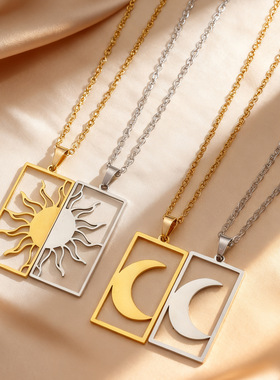 18k gold-plated hollow stainless steel couple clavicle chain