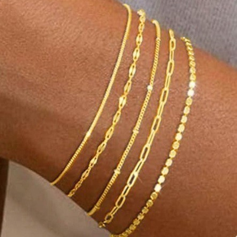 ight luxury metal chain female multi-layer chain bracelet