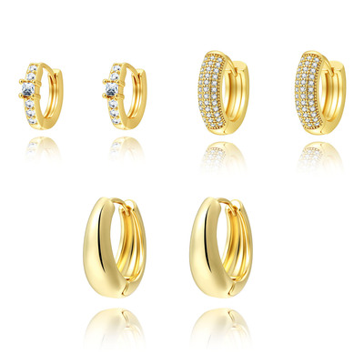 Three pairs of creative electroplated zircon style earrings