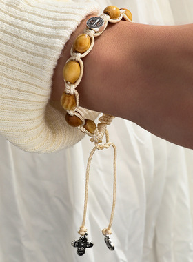Vintage ethnic style braided string beaded fashion bracelet