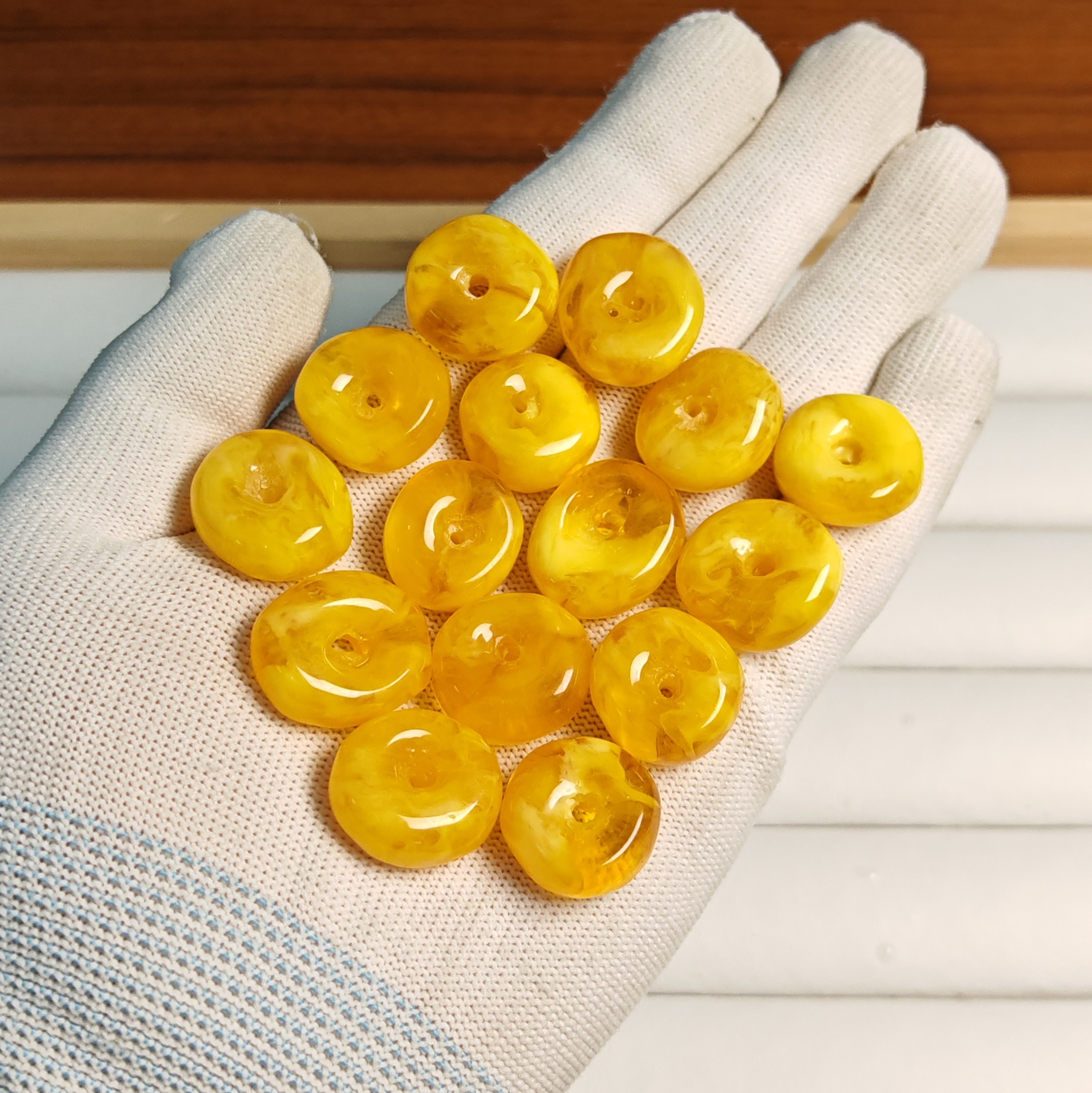 天然二代琥珀蜜蜡满蜜飘花随型墩子散珠  DIY文玩配饰
