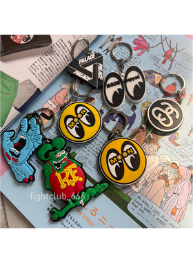 美式复古日系阿美咔叽钥匙扣 滑板机车汽车改装MOONEYE挂饰钥匙链