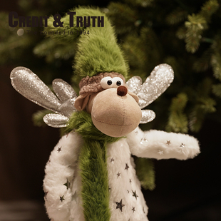 眺望鹿公仔毛绒2025年新款圣诞节摆件高级感绿绒可爱节日装扮