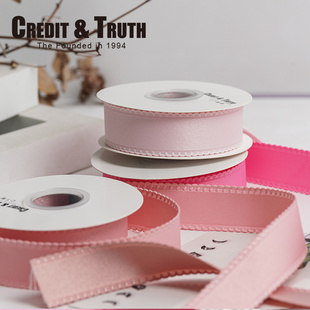 2.5cm平纹小浪边带丝带花艺包装diy丝带装饰布艺糖果色丝带涤纶