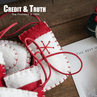 ct制带毛毡造型圣诞树挂件卡通