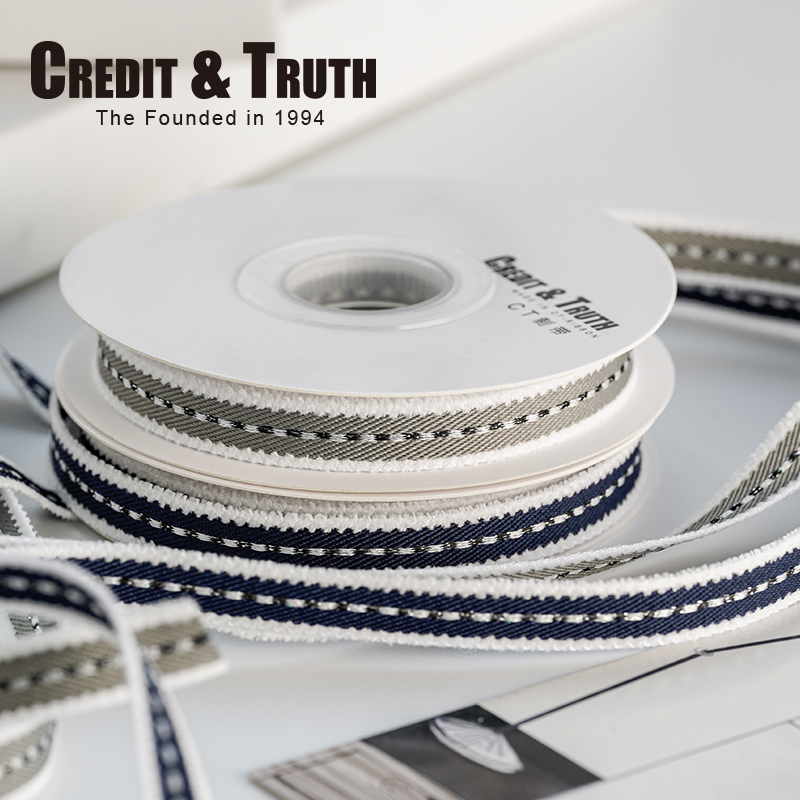 Credit&Truth1厘米雪绒点线丝带